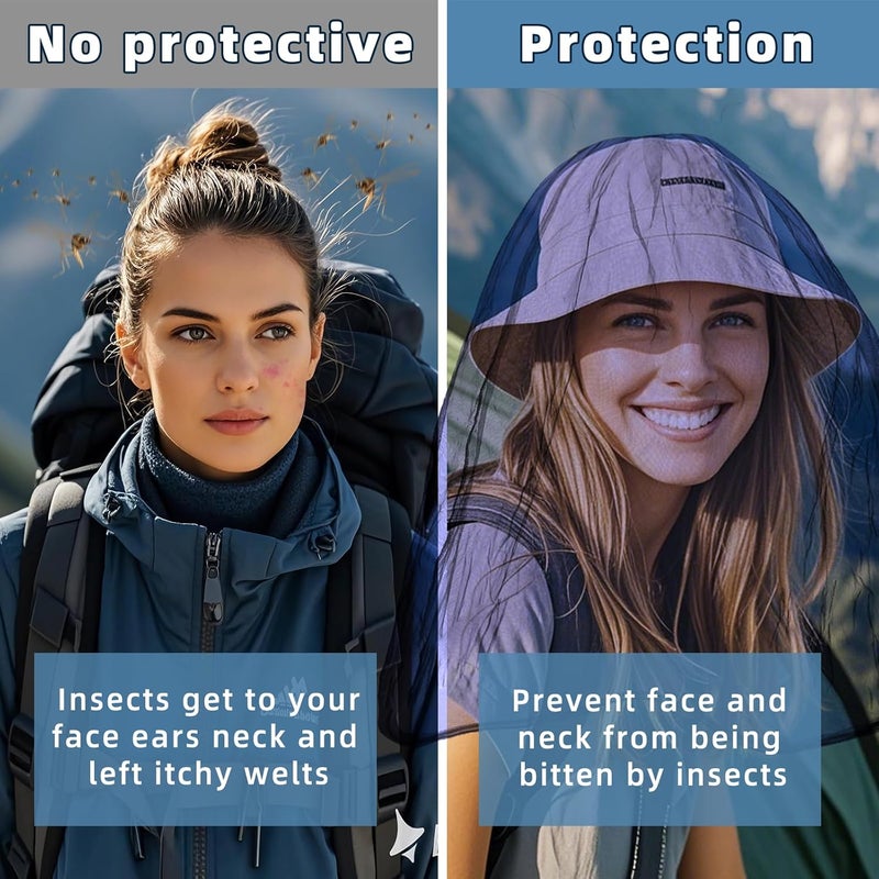 JayruiMice 2 Pack Ultra Large Mosquito Net 42x25 Inches Mosquito Head Net Oversized Insect Netting Bug Fits Most Hats for Gardening Hiking Fishing Traveling(Navy Blue) - Image 5